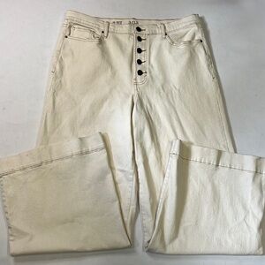 A.n.a. Jeans women’s size 16 high-rise wide leg button fly off white denim.